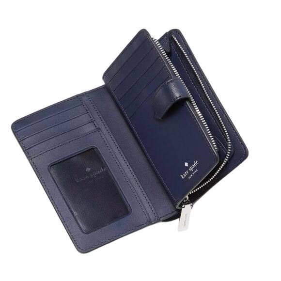 Kate Spade Madison Leather Medium Compact Bifold Wallet Black KC580 New - Picture 7 of 8